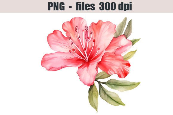 Azalea Flower Watercolor Clipart: Illustrations for Branding