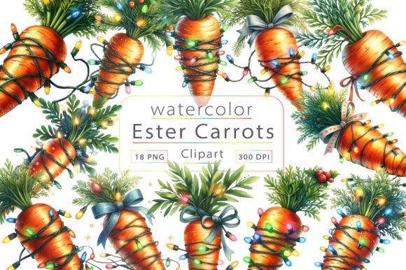Carrots Watercolor Clipart Sublimation Illustrations