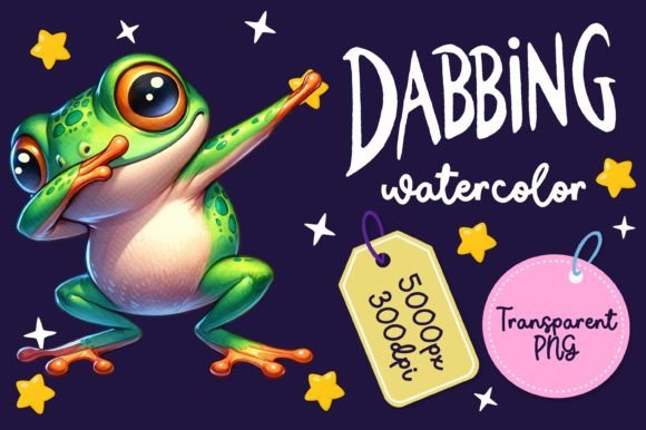 Cute Dabbing Frog Watercolor Illustrations for Crafters