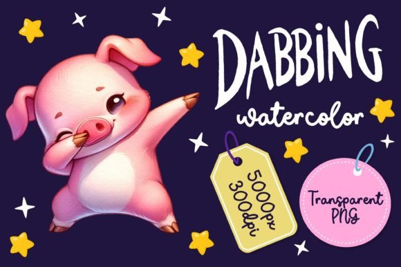 Cute Dabbing Piglet Watercolor Illustrations for Blogs