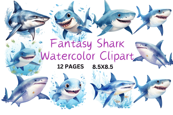 Fantasy Shark Watercolor Clipart Illustrations Review