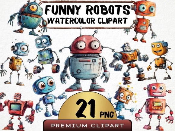Funny Robot Illustrations: Watercolor PNG Clipart Review