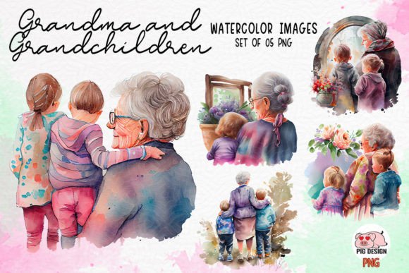 Grandma and Grandchildren Watercolor Illustrations Review