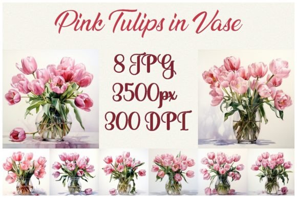 Pink Tulips Illustrations: JPG Asset Review
