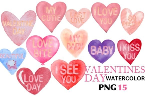 Valentine's Day Heart Watercolor Illustrations for Branding