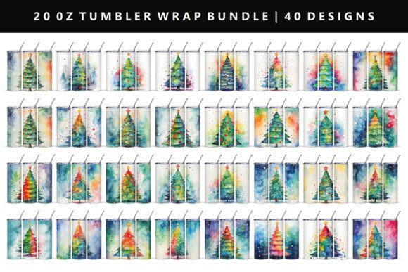 Watercolor 20oz Straight Tumbler Wrap Illustrations