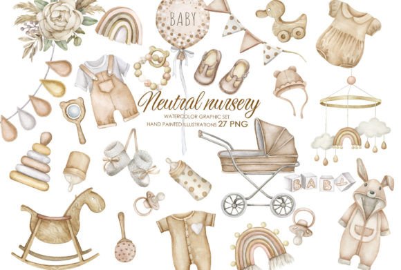 Watercolor Boho Nursery Clipart: Illustrations for Branding