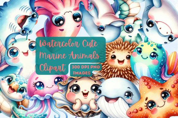 Watercolor Cute Marine Animals Illustrations for Blogs