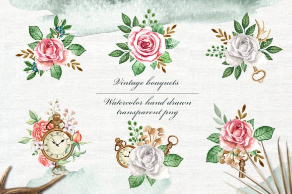 Watercolor Hand Drawn Floral Bouquets Review