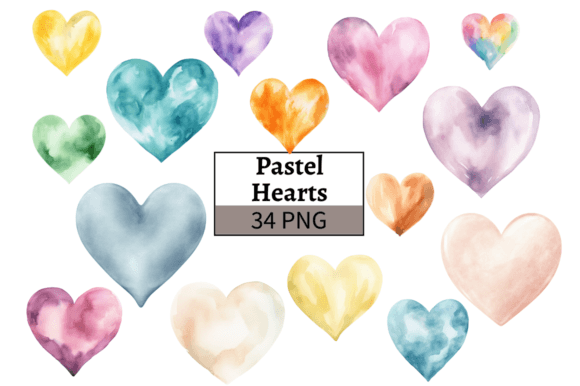 Watercolor Pastel Heart Illustrations for Editorial Design