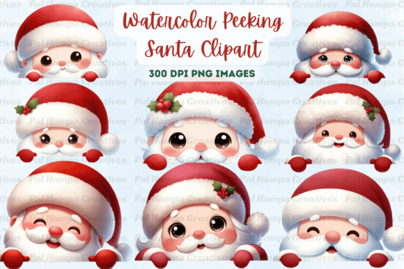 Watercolor Peeking Santa: Illustrations for Branding
