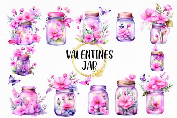 Watercolor Pink Flowers Jar Clipart Illustrations Review