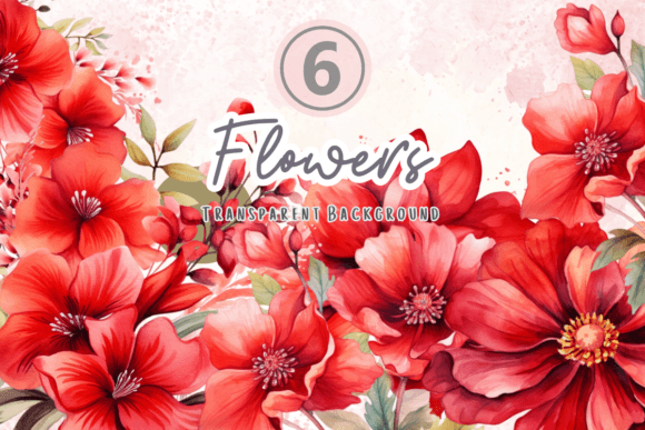 Watercolor Red Flowers Clipart: Illustrations for Branding