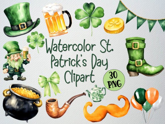Watercolor St. Patrick's Day Illustrations for Crafters