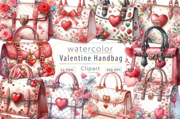 Watercolor Valentine Handbag Clipart Review