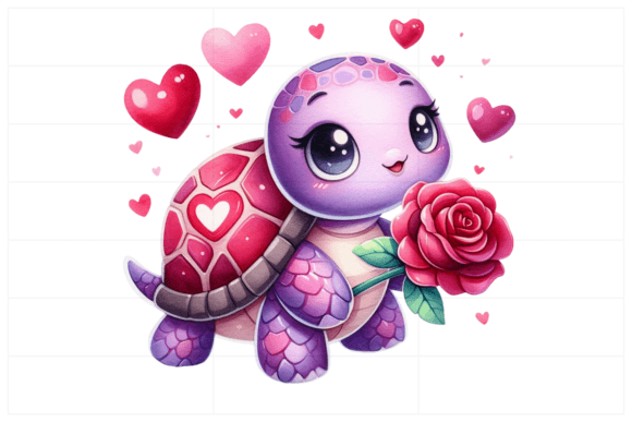 Watercolor Valentine Turtle Clipart: Illustrations for Crafters