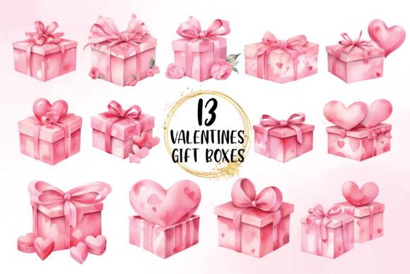 Watercolor Valentines Gift Boxes Clipart: Illustrations Review