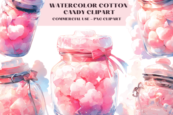 Watercolour Cotton Candy Clipart: Sweet Illustrations