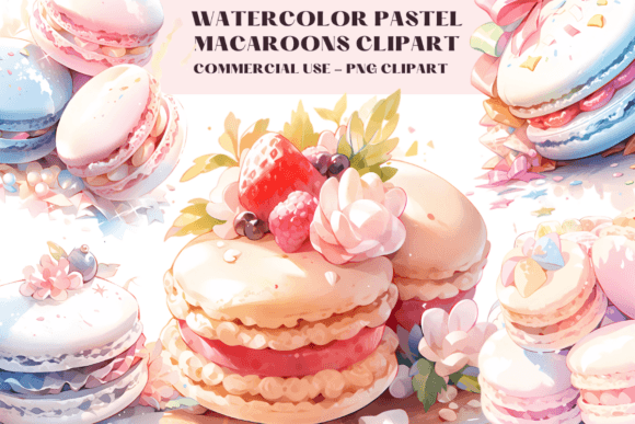 Watercolour Pastel Macaroons Illustrations for Editorial