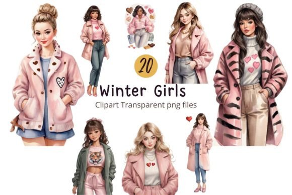 Winter Girls Watercolor Illustrations for Web Design
